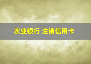 农业银行 注销信用卡